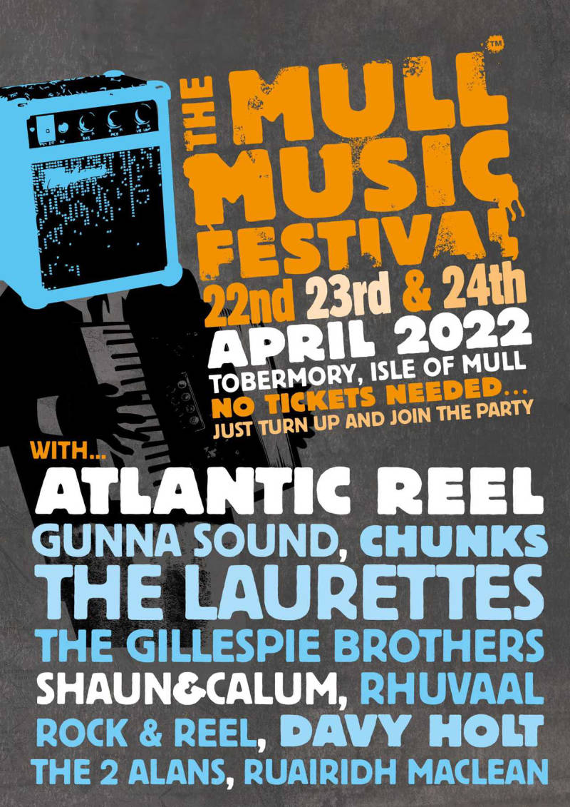 Mull Music Festival 2022 poster for MacGochans Tobermory